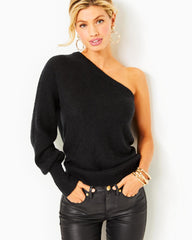 Lilly Pulitzer Maura One-Shoulder Sweater Black | Women Tops