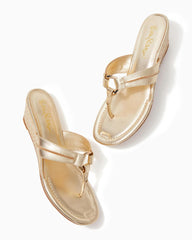 Lilly Pulitzer Mckim Wedge Sandal Gold Metallic | Women Shoes