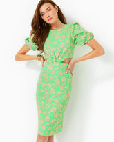 Lilly Pulitzer Melina Jacquard Midi Dress Spearmint Palm Beach Petals Brocade | Women Fitted Dresses