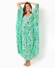 Lilly Pulitzer Mindy Beaded Silk Maxi Caftan Spearmint Blossom Views | Women A-Line/Easy Dresses
