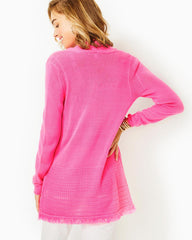 Lilly Pulitzer Noble Fringe Cardigan Aura Pink | Women Tops