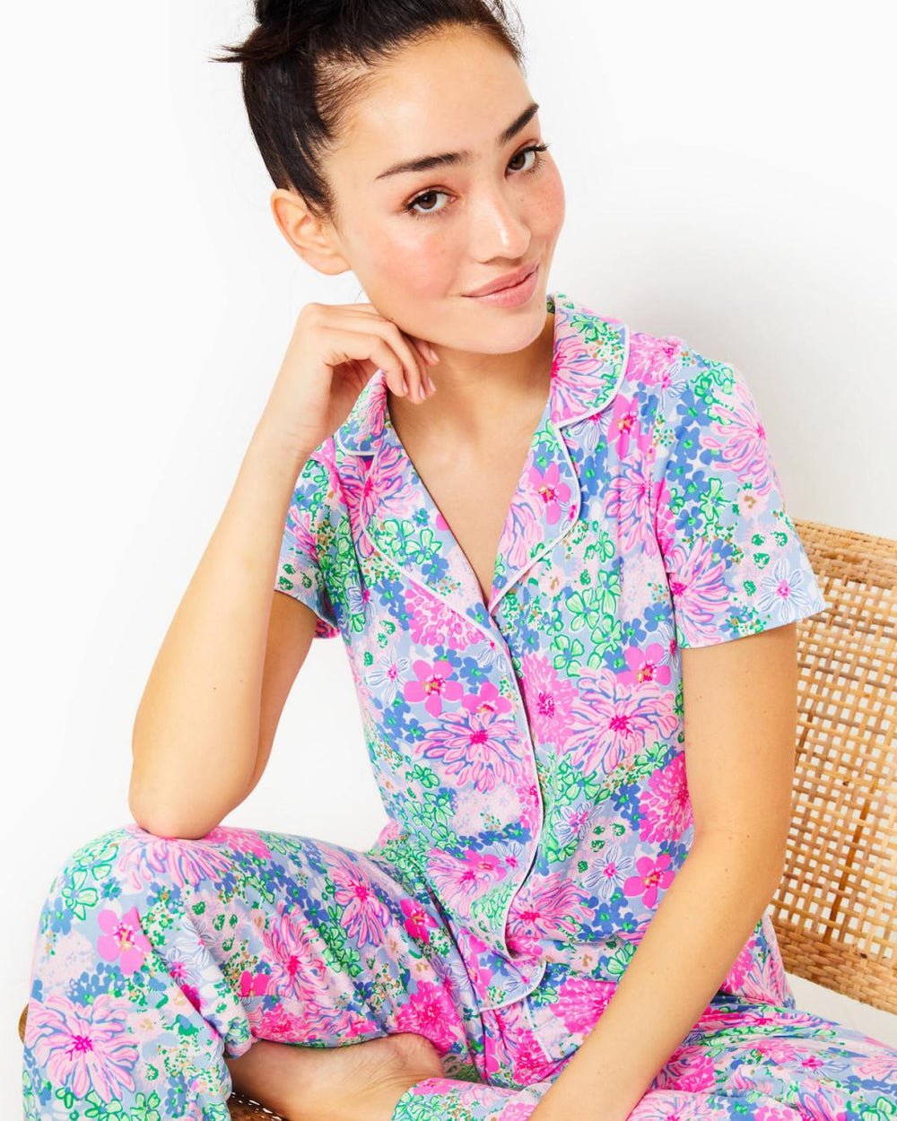 Lilly Pulitzer Pajama Button-Up Top Multi Lil Soiree All Day | Women Loungewear