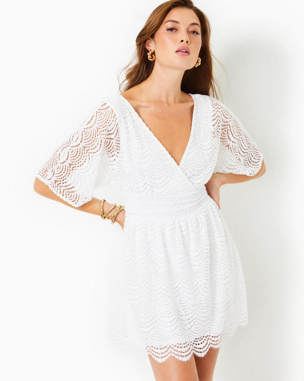 Lilly Pulitzer Parigi Skort Romper Resort White Scalloped Shell Lace | Women Rompers & Jumpsuits