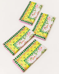 Lilly Pulitzer Printed Dinner Napkin Set Finch Yellow Tropical Oasis Engineered Napkins | Women Tabletop