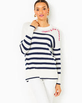 Lilly Pulitzer Quince Sweater Low Tide Navy Cruise Stripe | Women Tops