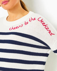 Lilly Pulitzer Quince Sweater Low Tide Navy Cruise Stripe | Women Tops
