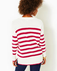 Lilly Pulitzer Quince Sweater Poinsettia Red Cruise Stripe | Women Tops