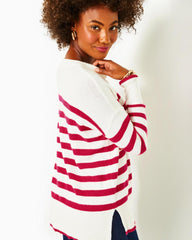 Lilly Pulitzer Quince Sweater Poinsettia Red Cruise Stripe | Women Tops