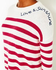 Lilly Pulitzer Quince Sweater Poinsettia Red Cruise Stripe | Women Tops