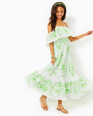 Lilly Pulitzer Quinlee Embroided Maxi Dress Orb Green Embroidered Viscose Organza | Women Fit & Flare Dresses
