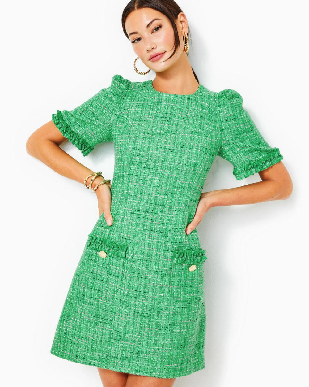 Lilly Pulitzer Ryner Boucle Tweed Shift Dress Kelly Green Palm Beach Boucle | Women Shift Dresses