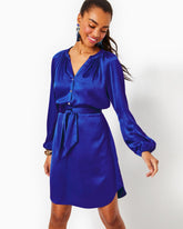 Lilly Pulitzer Saige Long Sleeve Dress Alba Blue | Women A-Line/Easy Dresses