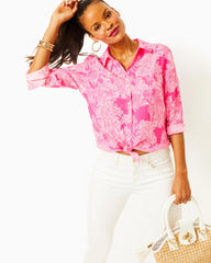 Lilly Pulitzer Sea View Button Down Top Roxie Pink Pb Anniversary Toile | Women Tops