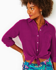 Lilly Pulitzer Sea View Linen Button Down Top Mulberry X Mulberry | Women Tops