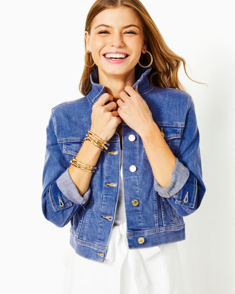 Lilly Pulitzer Seaspray Denim Jacket Caribbean Blues Wash | Women Tops