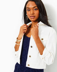 Lilly Pulitzer Seaspray Denim Jacket Resort White | Women Tops