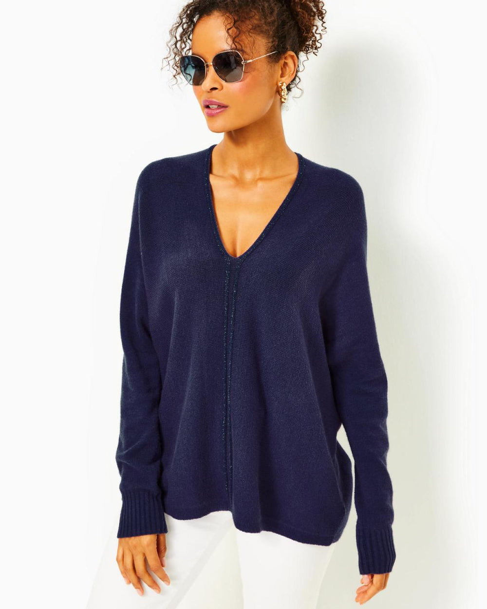 Lilly Pulitzer Sevie Dolman Sleeve Sweater Low Tide Navy | Women Tops