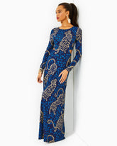 Lilly Pulitzer Stirling Maxi Dress Low Tide Navy Oversized Easy To Spot | Women Fitted Dresses
