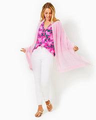 Lilly Pulitzer Take Me Away Cashmere Sweater Wrap Heathered Peony Pink | Women Tops