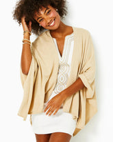 Lilly Pulitzer Terri Sweater Wrap Heathered Sand Bar Metallic | Women Tops