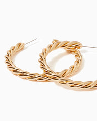 Lilly Pulitzer Tropical Twist Hoop Earrings Gold Metallic | Women Jewelry