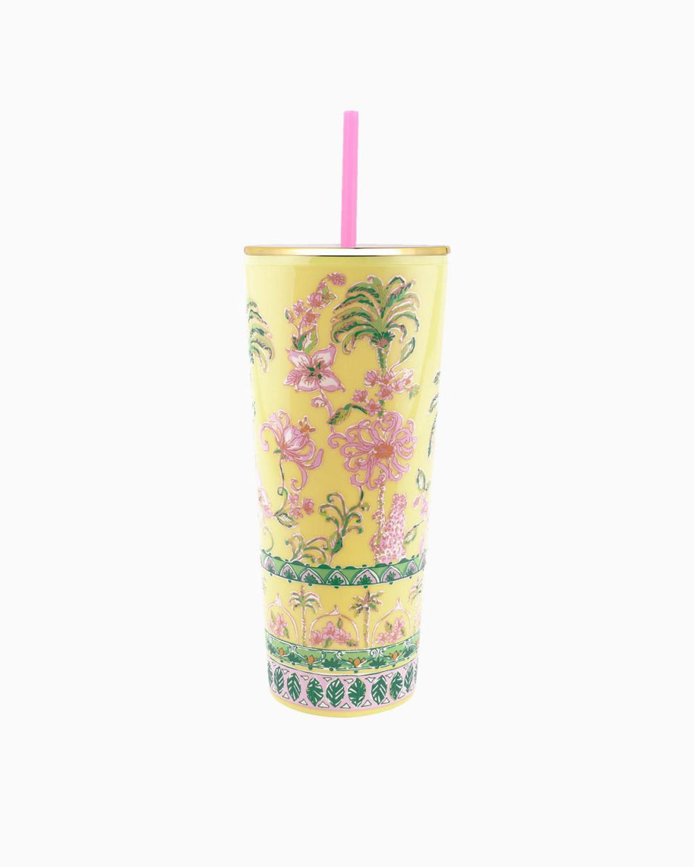 Lilly Pulitzer Tumbler With Straw Finch Yellow Tropical Oasis Engineered | Women Tabletop