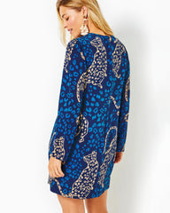 Lilly Pulitzer Tyra Silk Dress Low Tide Navy Oversized Easy To Spot | Women Straight Dresses