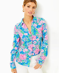 Lilly Pulitzer Upf 50+ Chillylilly Marlena Button Down Top Multi Spring In Your Step | Women Tops
