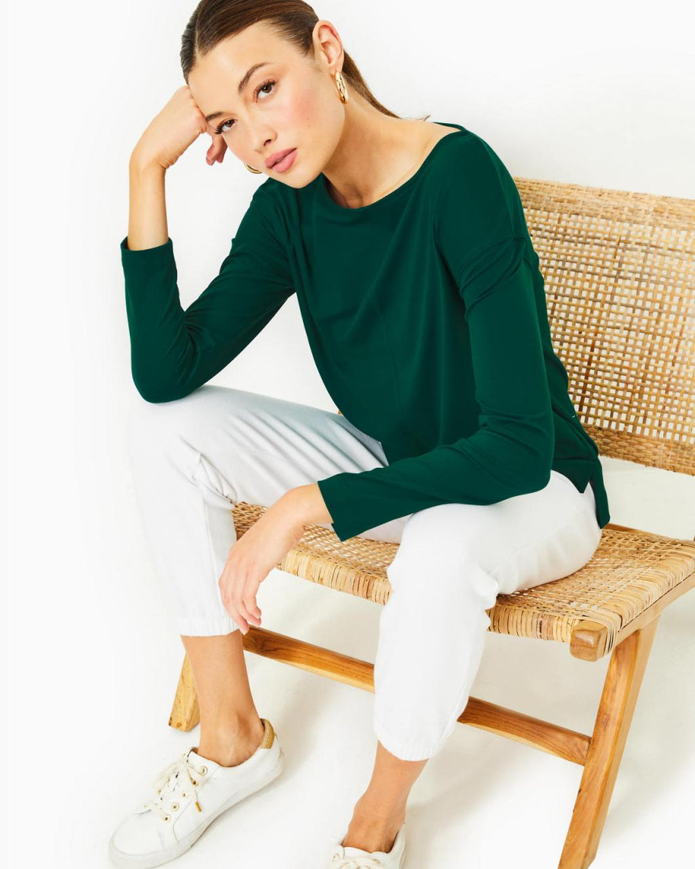 Lilly Pulitzer Upf 50+ Karessa Top Evergreen | Women Tops