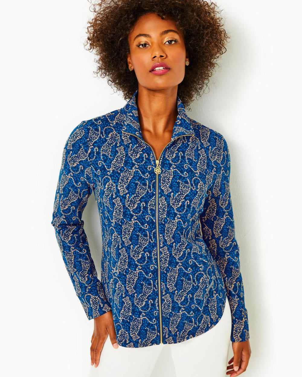 Lilly Pulitzer Upf 50+ Leona Zip-Up Jacket Low Tide Navy Easy To Spot | Women Tops