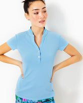 Lilly Pulitzer Upf 50+ Luxletic Frida Polo Bon Bon Blue | Women Tops