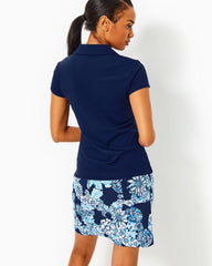 Lilly Pulitzer Upf 50+ Luxletic Frida Scallop Polo Top Low Tide Navy | Women Tops