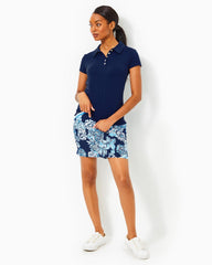 Lilly Pulitzer Upf 50+ Luxletic Frida Scallop Polo Top Low Tide Navy | Women Tops