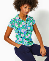 Lilly Pulitzer Upf 50+ Luxletic Frida Scallop Polo Top Spearmint Golf Till You Drop | Women Tops