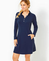 Lilly Pulitzer Upf 50+ Luxletic Hutton Polo Dress Low Tide Navy | Women Active Dresses