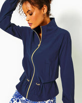 Lilly Pulitzer Upf 50+ Luxletic Islanna Performance Jacket Low Tide Navy | Women Tops