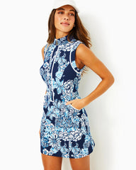 Lilly Pulitzer Upf 50+ Luxletic Kathy Dress Low Tide Navy Bouquet All Day Golf | Women Active Dresses