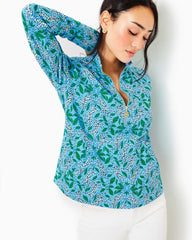 Lilly Pulitzer Upf 50+ Melena Popover Bon Bon Blue Leapin Leopards | Women Tops