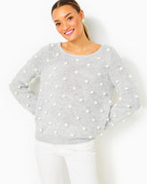 Lilly Pulitzer Vienne Sweater Heathered Lunar Grey Playful Poms | Women Tops