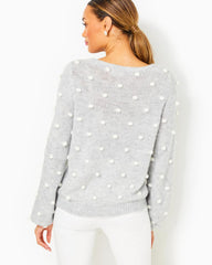 Lilly Pulitzer Vienne Sweater Heathered Lunar Grey Playful Poms | Women Tops