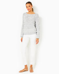 Lilly Pulitzer Vienne Sweater Heathered Lunar Grey Playful Poms | Women Tops