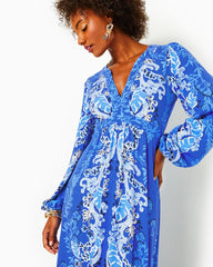 Lilly Pulitzer Wexlee Maxi Dress Alba Blue Baja Cove Engineered Knit Dress | Women Fit & Flare Dresses
