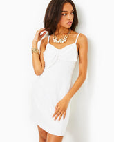 Lilly Pulitzer Willalynn Stretch Bow Dress Resort White Caliente Pucker Jacquard | Women Fitted Dresses
