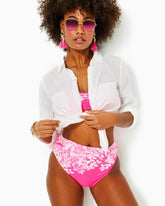 Lilly Pulitzer Yarrow High Waisted Bikini Bottom Roxie Pink Shadow Dancer Engineered Bikini Bottom | Women Swimsuits