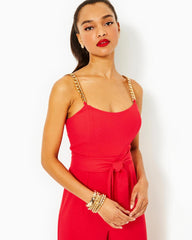 Lilly Pulitzer Zemira Sleeveless Jumpsuit Amaryllis Red | Women Rompers & Jumpsuits
