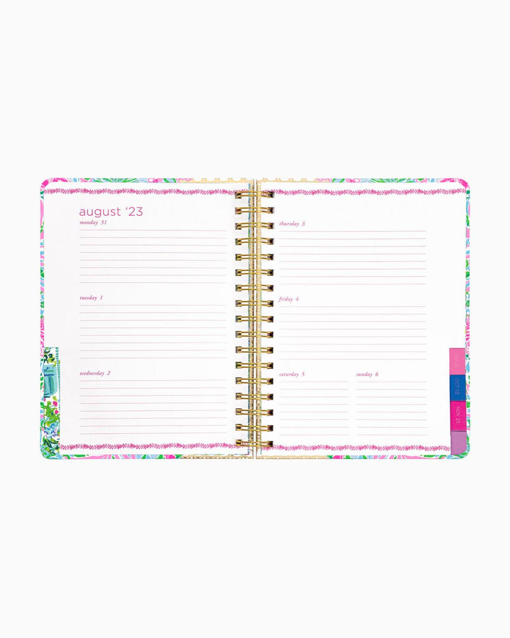 Lilly Pulitzer 2023-2024 17 Month Large Agenda Amalfi Blue Leaf It Wild | Women Agendas &amp; Planners
