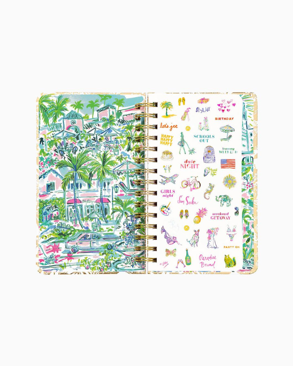 Lilly Pulitzer 2023-2024 17 Month Medium Agenda Gold Metallic Safari Sangria | Women Agendas &amp; Planners