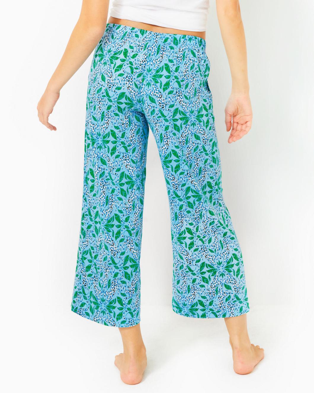 Lilly Pulitzer 24" Pajama Crop Pant Bon Bon Blue Leapin Leopards | Women Loungewear