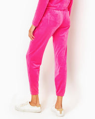 Lilly Pulitzer 28" Mallie Velour Pant Pink Palms | Women Bottoms