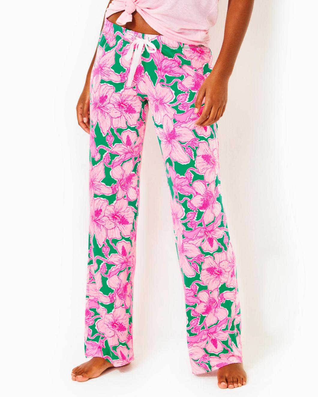 Lilly Pulitzer 30.5" Pajama Knit Pant Kelly Green Hibis Kiss | Women Loungewear